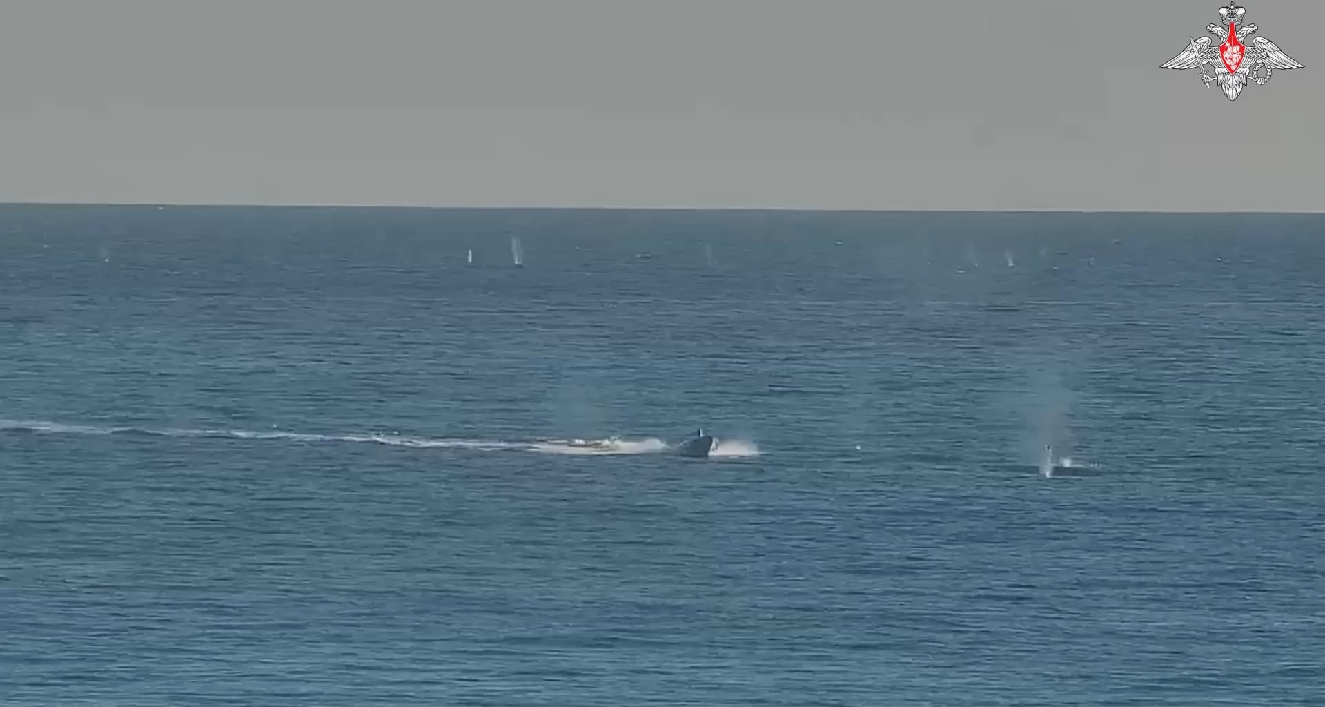 Destruction of unmanned boats of the Armed Forces of Ukraine, using small arms and Lancet loitering munitions