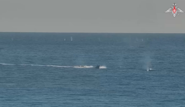Destruction of unmanned boats of the Armed Forces of Ukraine, using small arms and Lancet loitering munitions