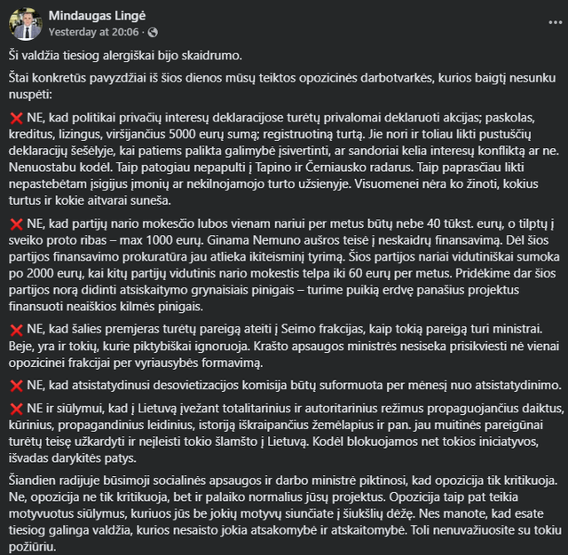 Kol Tapinas ir Vilniaus burbulas putojasi, valdžia dirba.