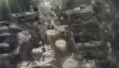 OLD: First day of the UA-RU war. Ukrainian Bayraktar-TB2 destroys russian columns