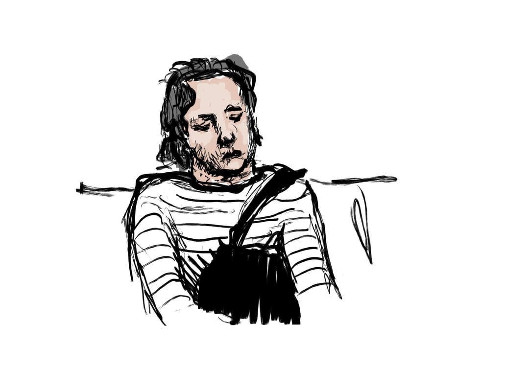Some drawings done of fellow travellers on the Central and Victoria lines