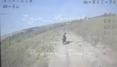 Russian biker getting chased by Ukrainian FPV falls over twice [09.2025]