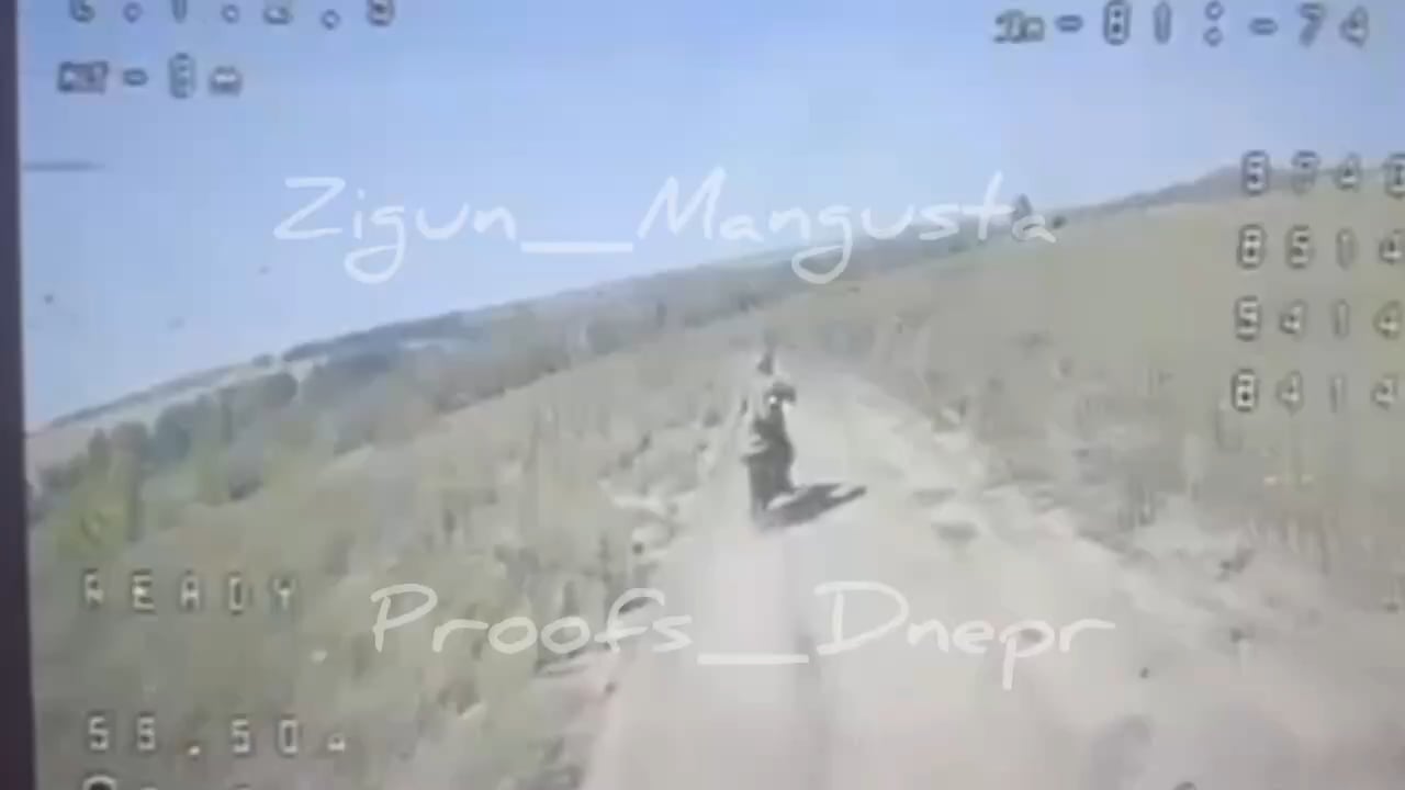 Russian biker getting chased by Ukrainian FPV falls over twice [09.2025]