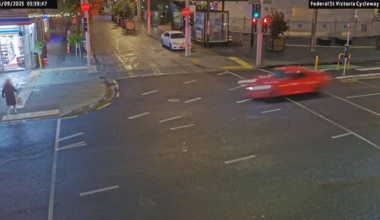 CCTV shows car speeding through Auckland CBD just before hitting police car