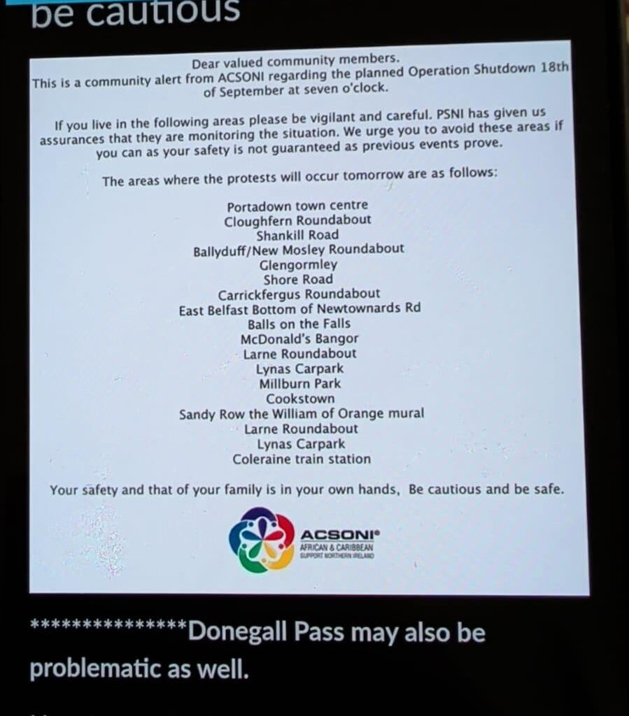 People being “protesting” tonight, could turn nasty so be careful in these areas