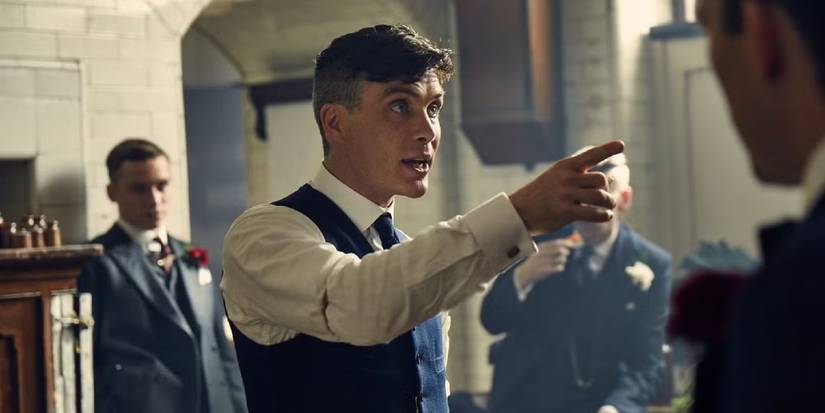 Cillian Murphy pointing a finger at someone in Peaky Blinders