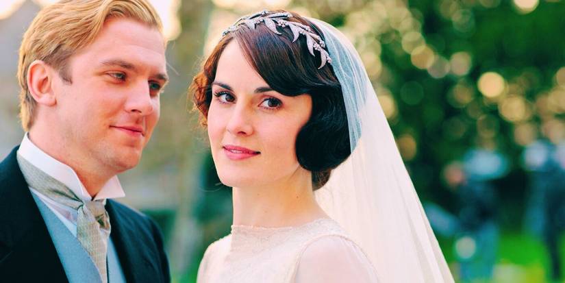 Matthew, played by Dan Stevens, and Mary, played by Michelle Dockery, on their wedding day in 'Downton Abbey.'