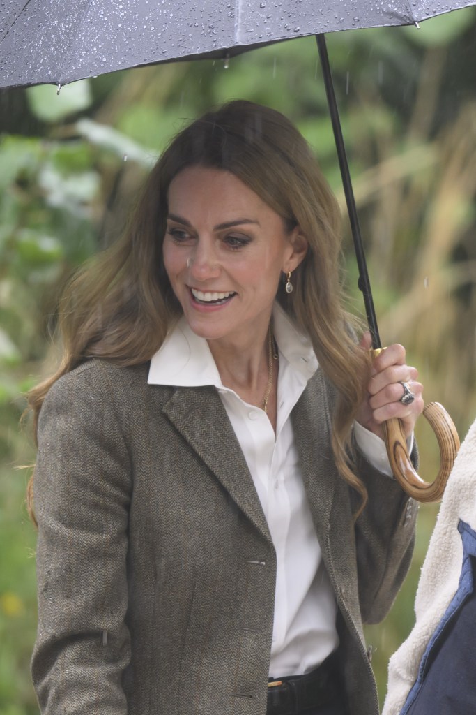 Kate Middleton with an umbrella 