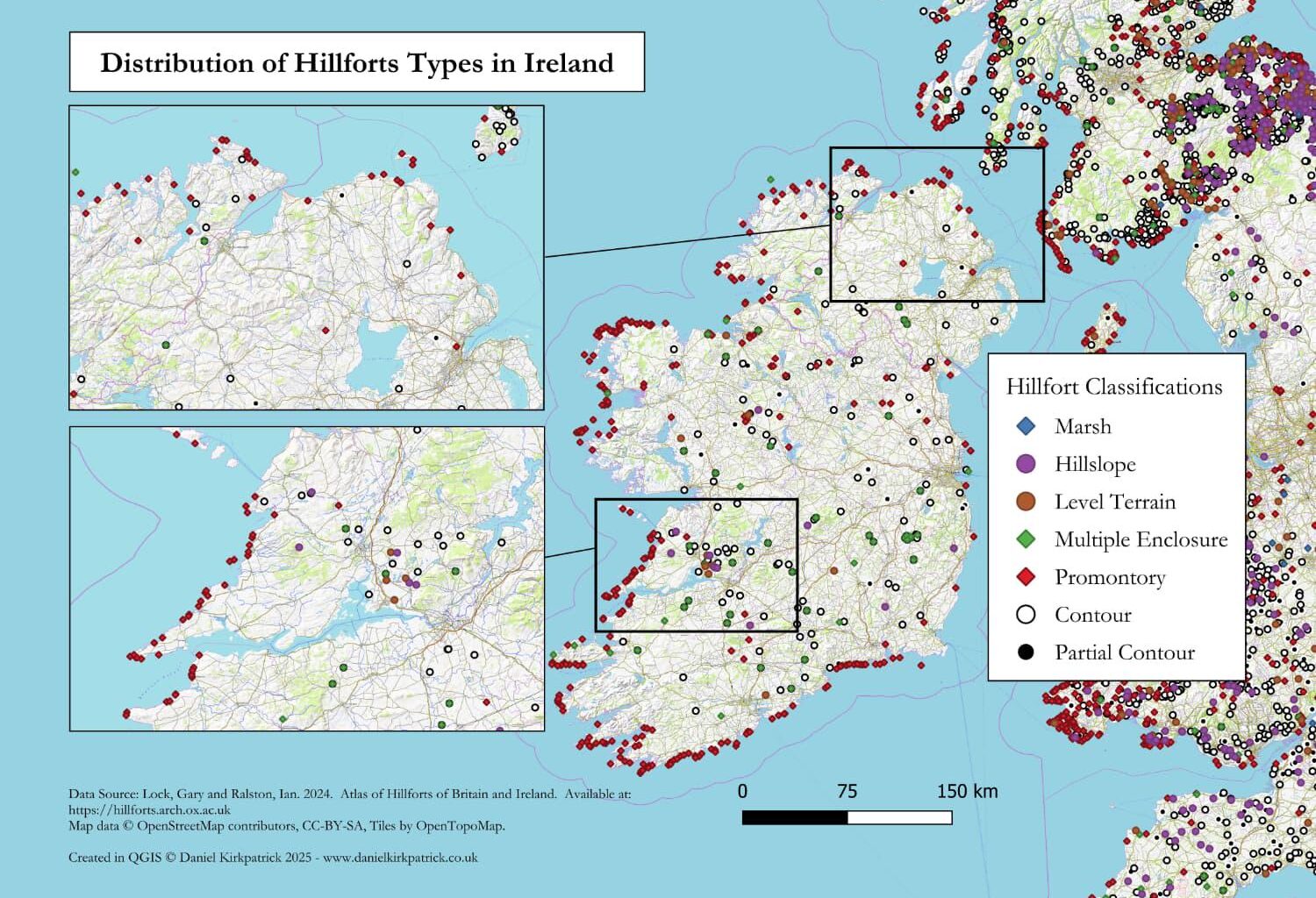 [OC] Distribution of Hillforts in Ireland