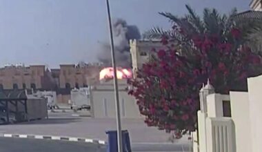 Eine Überwachungskamera zeigt das Feuer nach dem israelischen Anschlag auf Wohngebäude in Katars Hauptstadt Doha.