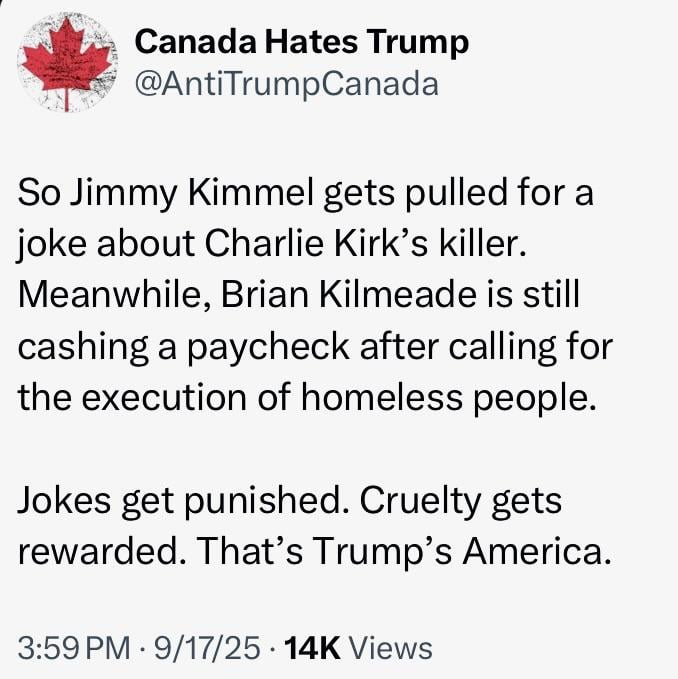 Jimmy Kimmel tells a joke: punished. Brian Kilmeade suggests murder: paycheck cleared. MAGATS call that ‘fair and balanced.
