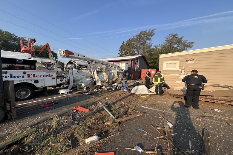 A shipping container outside a business explodes in Bend