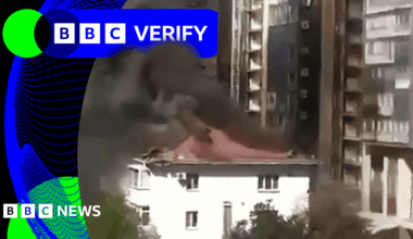 BBC Verify Live: Video posts capture reported attack on Russian Black Sea naval base