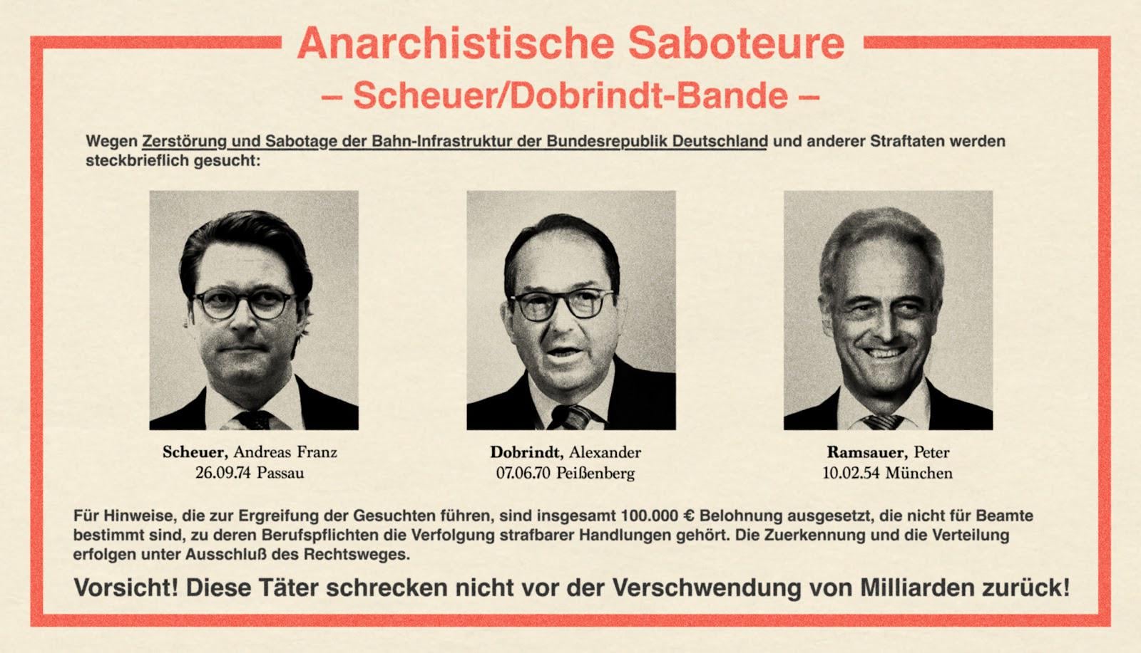 Weil sie das deutsche Schienennetz über Jahre sabotiert haben: CSU als linksextremistische Terrorgruppe eingestuft