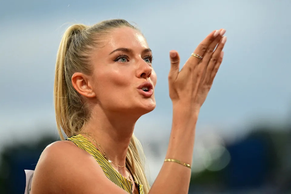 Germany's Alica Schmidt reacts prior the women's 400m heats during the European Athletics Championships at the Olympic Stadium in Munich, southern Germany on August 15, 2022. (Photo by INA FASSBENDER / AFP) (Photo by INA FASSBENDER/AFP via Getty Images)