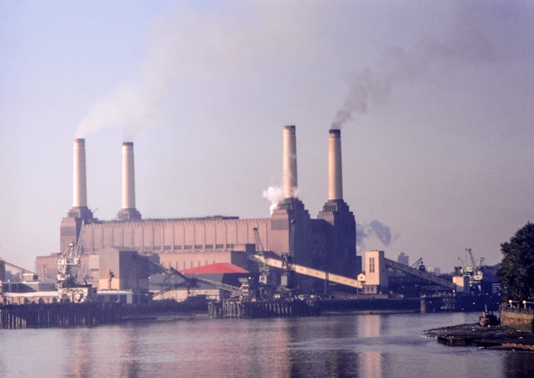 Large power station by a river
