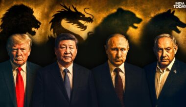 Donald Trump, Xi Jinping, Vladimir Putin, and Benjamin Netanyahu