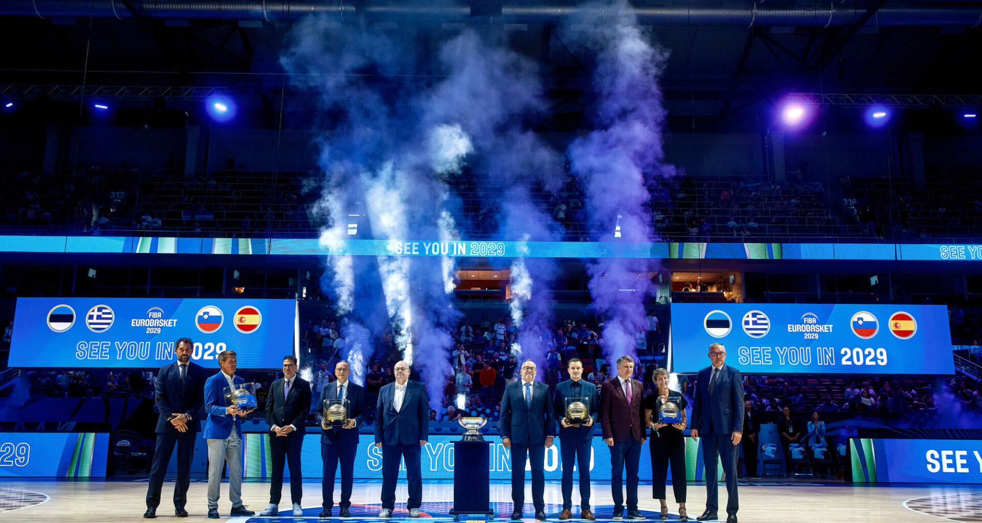 FIBA EuroBasket 2025 co-hosts hand over duties to Estonia, Greece, Slovenia and Spain