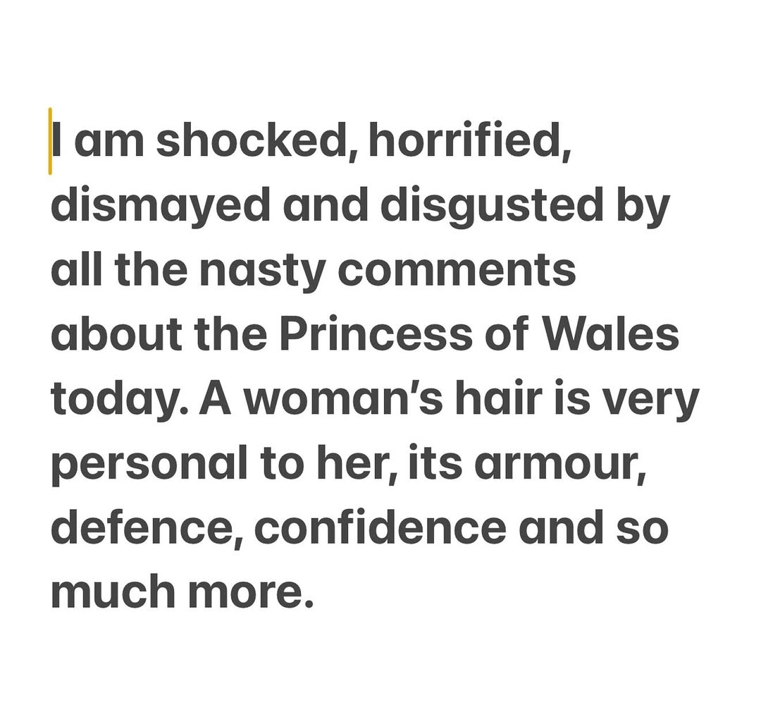 Princess Diana’s hairstylist, Sam McKnight’s post about the conversation surrounding Catherine’s hair