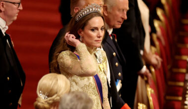 WINDSOR, ENGLAND - SEPTEMBER 17: Britain's King Charles, U.S. President Donald Trump and Britain's Catherine, Princess of Wales take their seats during a State Banquet at Windsor Castle for the State visit by the President of the United States of America on September 17, 2025 in Windsor, England. President Trump is in England from Sept. 16-18 on his second UK state visit, with the previous one taking place in 2019 during his first presidential term. (Photo by Phil Noble - WPA Pool/Getty Images)