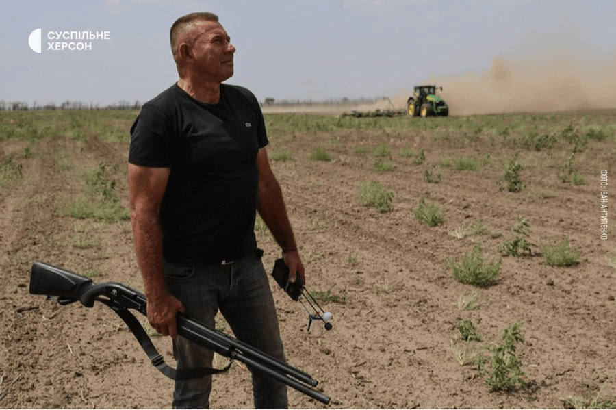 The famous Ukrainian farmer Oleksandr Hordiienko was killed by russians in a drone strike, today. The drone struck the civilian vehicle he was traveling in, while he was working in his fields in Kherson Oblast
