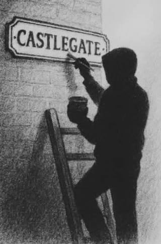 “Newark Banksy”: A Passion, A Ladder, and 70 Cast Iron Signs