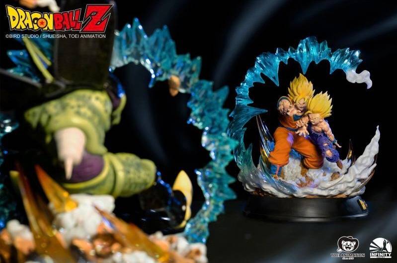 Gohan and Goku fire Kamehameha at Perfect Cell in DBZ figure on MECCHA Japan