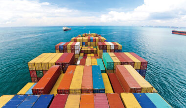 Cargo ships entering one of the busiest ports in the world, Sing