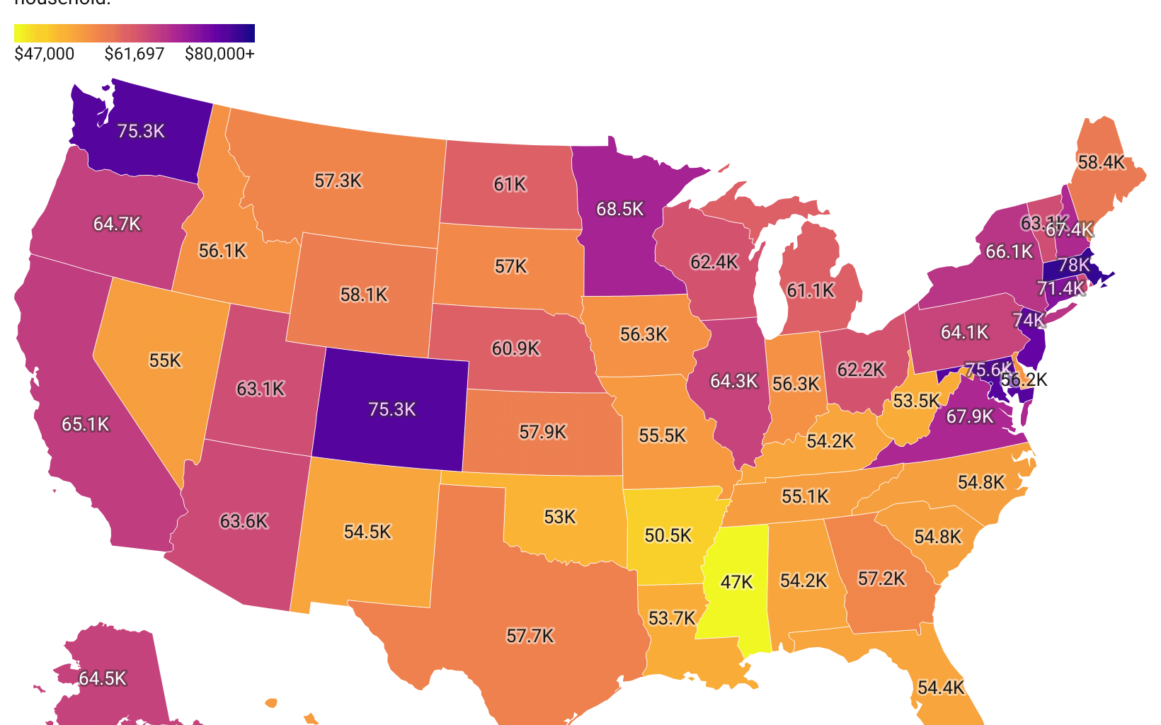 [OC] Individual Median Income by State, 2023