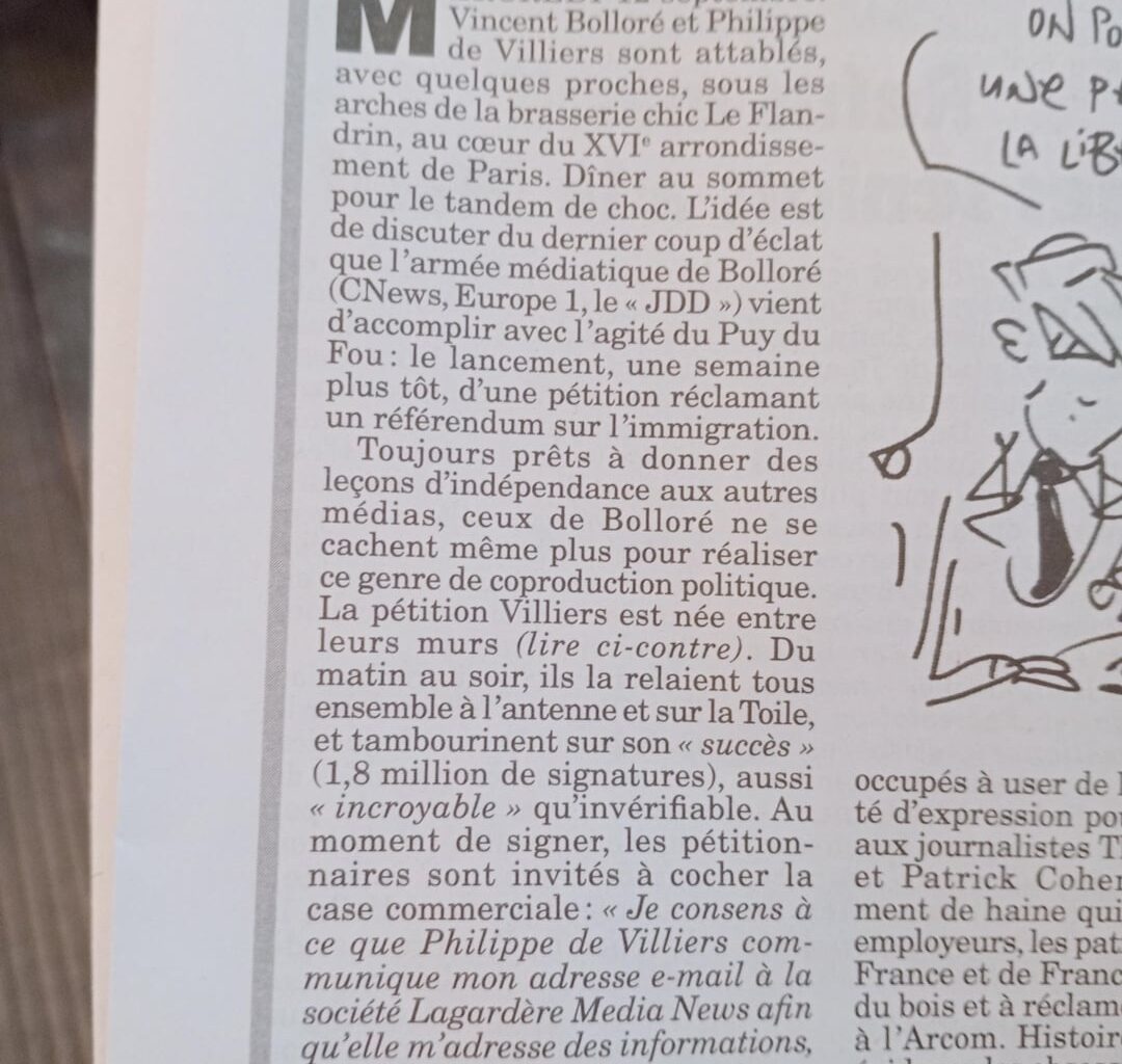 Les médias Bolloré en croisade pour une "liberté d'expression" très orientée (le canard enchaîné 24/09/25)