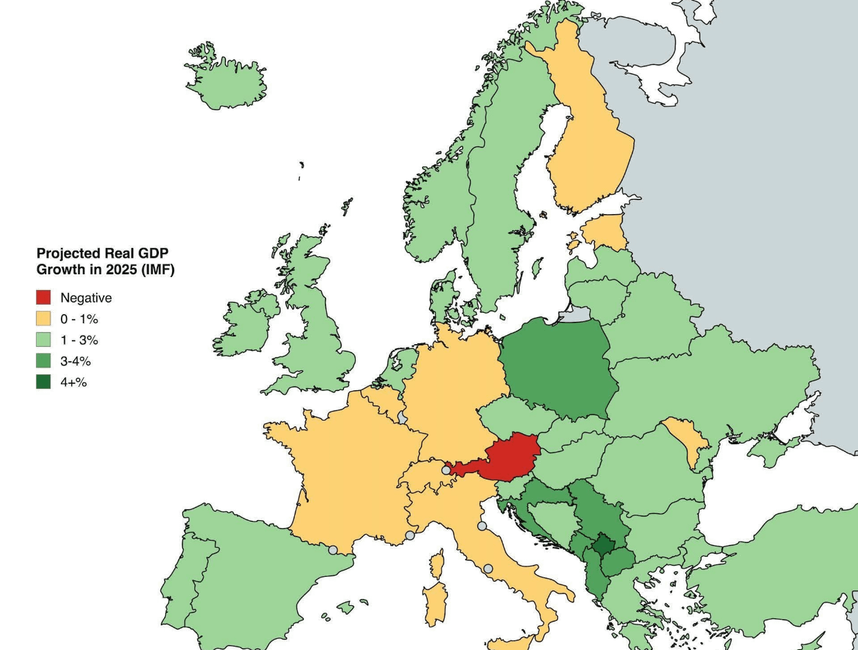 Projected GDP growth for 2025 by IMF