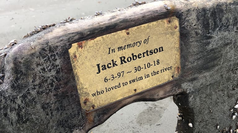 Jack Robertson's memorial plaque noted he "loved to swim".