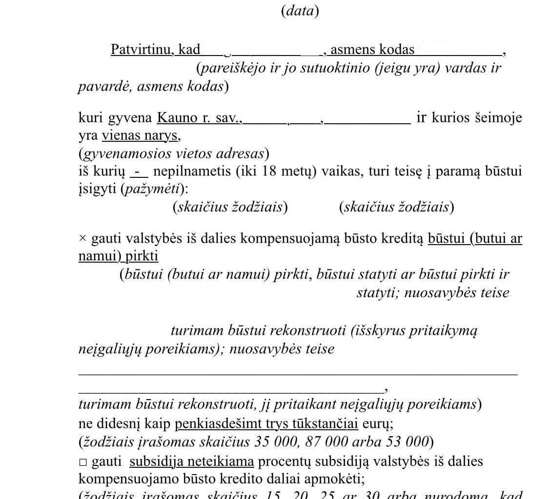 Parama pirmajam būstui įsigyti - Kauno r. sav.