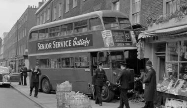 Can't park there, guv. Albany St, Clapham, 1950s.