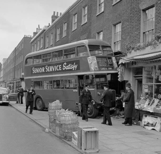 Can't park there, guv. Albany St, Clapham, 1950s.