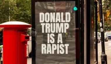 New bus stop subvertising near the US Embassy (Nine Elms) ahead of Trump's visit next week