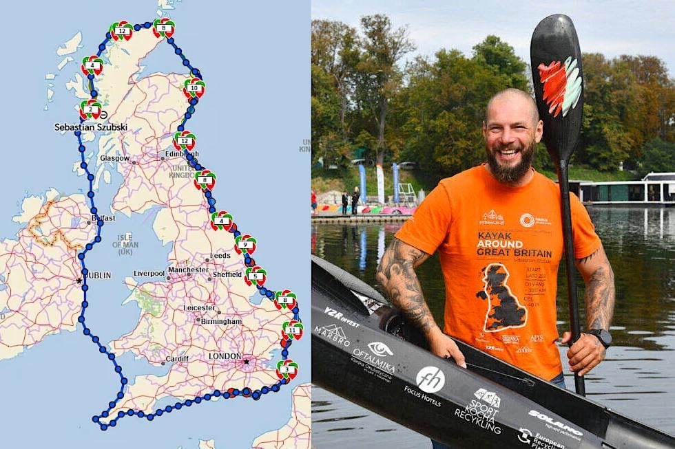 Sebastian Szubski pobił rekord Guinnessa w opłynięciu Wielkiej Brytanii kajakiem, robiąc to w 36 dni 6 godzin i 20 minut