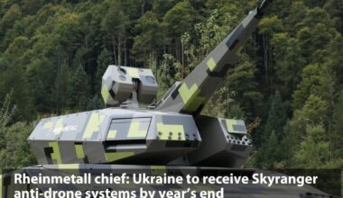 Rheinmetall CEO Armin Papperger announced Ukraine is set to receive Skyranger mobile anti-drone systems this year. Each system protects a 4x4 km area and can be installed on vehicles like Leopards. The deal, worth hundreds of millions of euros, is to be signed on September 10.
