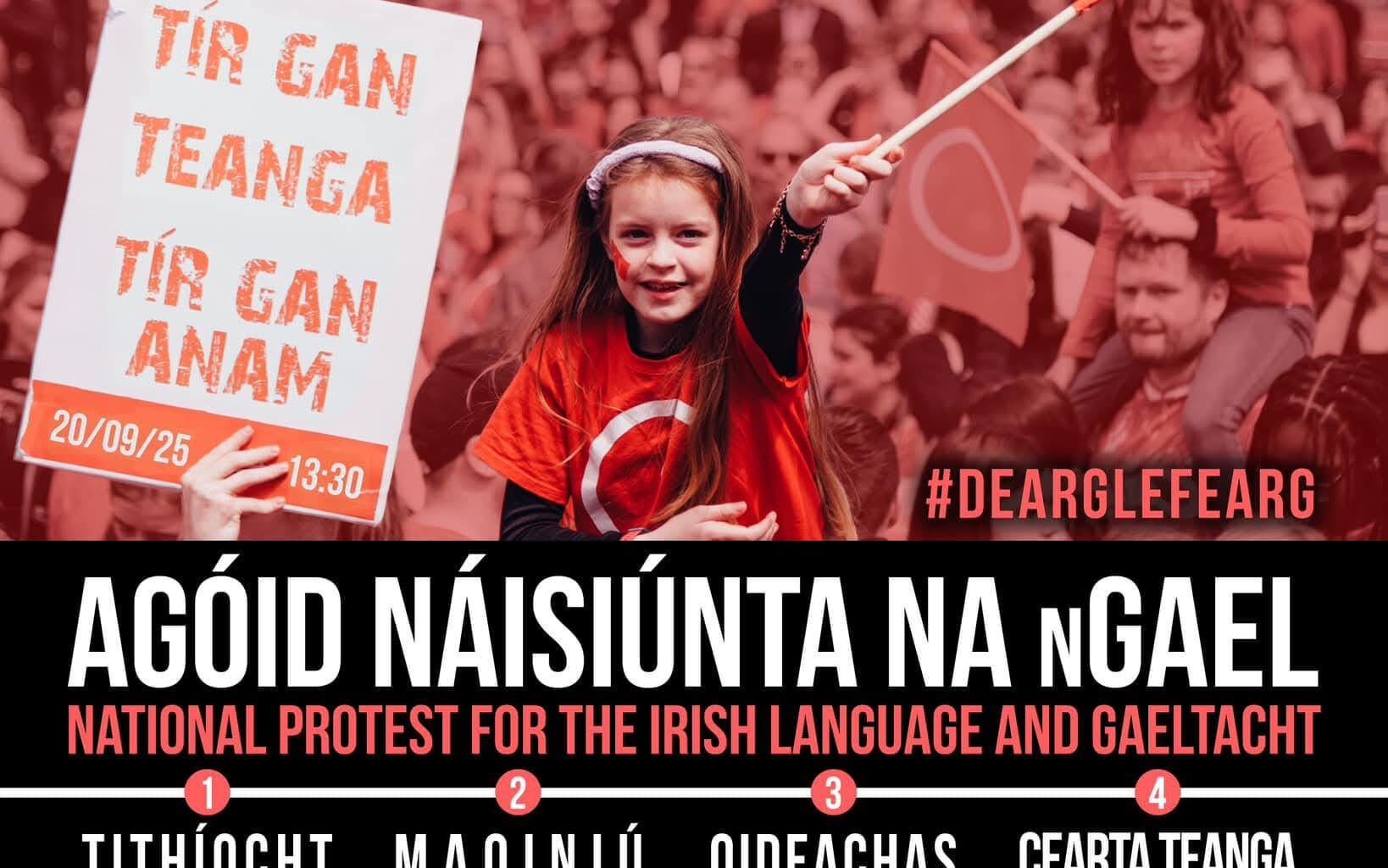 Tá na Gaeil ag bualadh na sráide an Satharn seó chugainn. Bígí linn! (The Gaels are hitting the streets this Saturday. Join us!)