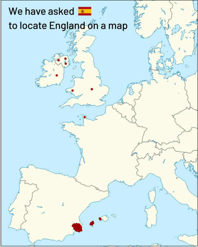 We have asked Europeans to locate England on a map