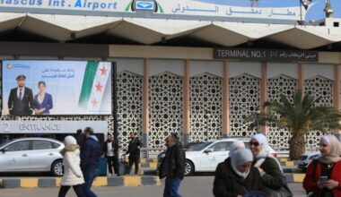 DAMASCUS, SYRIA - JANUARY 23: Syrians celebrate landing at Damascus International Airport as Turkish Airlines operates its first flight to Syria after 13 years in Damascus, Syria, January 23, 2025. (AA Photo)
