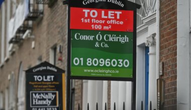 An estate agent's 'To Let' signs outside Georgian buildings in Dublin city center, Ireland. (Photo by Artur Widak/Anadolu Agency via Getty Images)