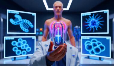 Illustration de la quête scientifique et technologique pour atteindre l'immortalité.