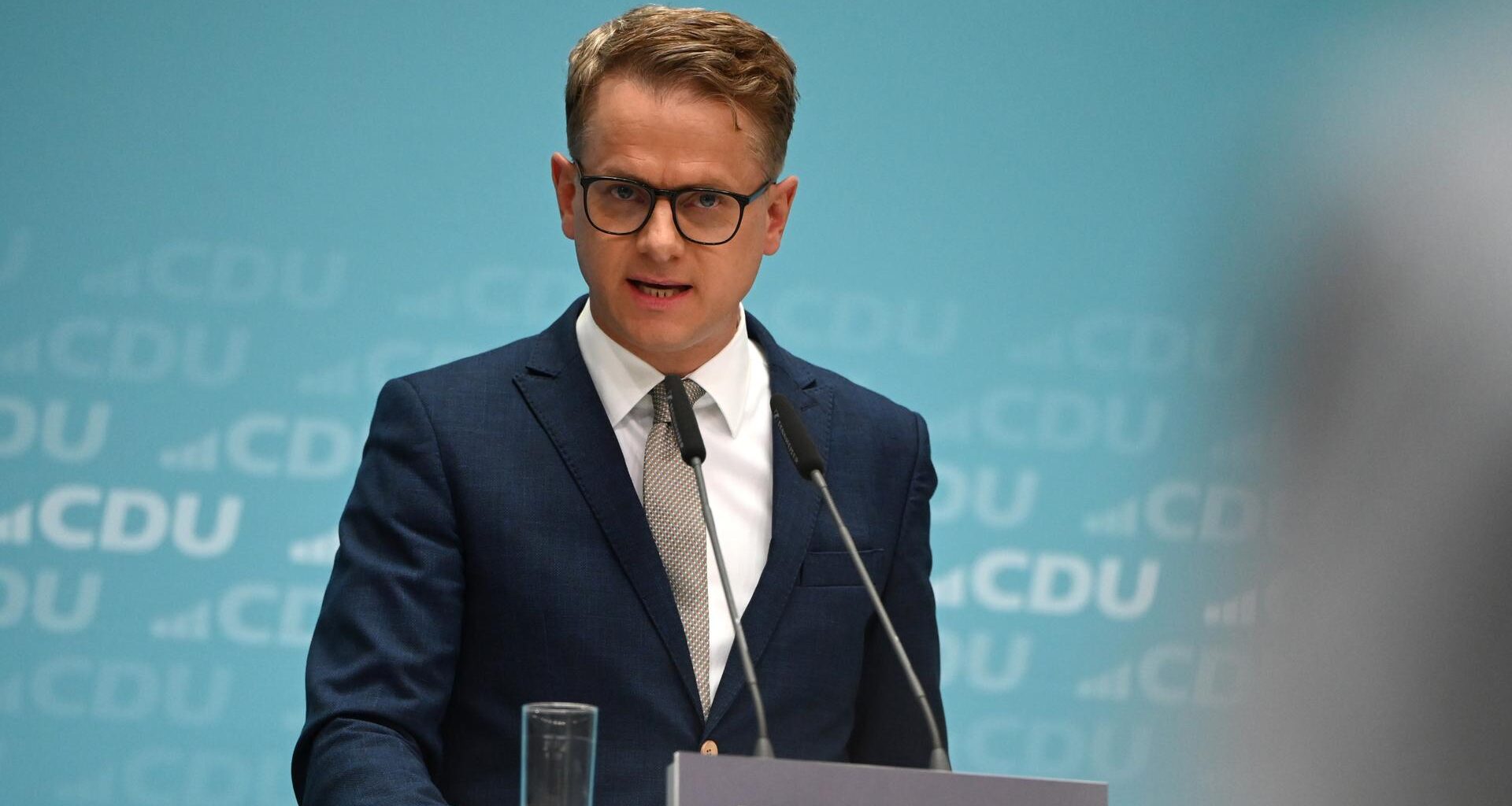 Carsten Linnemann, CDU-Generalsekretär, spricht nach einer Sitzung des CDU-Bundesvorstands im Konrad-Adenauer-Haus.