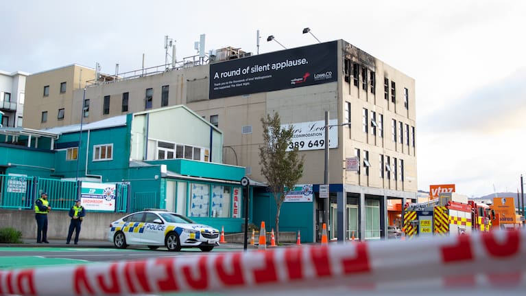 Emergency services at the scene of the fire on Wednesday, May 17.