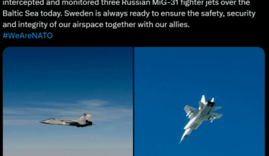 Stataments made by the Swedish Armed Forces in regards to the Estonian airspace violation by three Russian MiG-31  jets