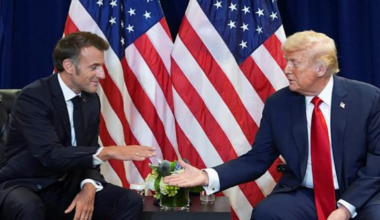 President Donald Trump meets with French President Emmanuel Macron, during the United Nations General Assembly