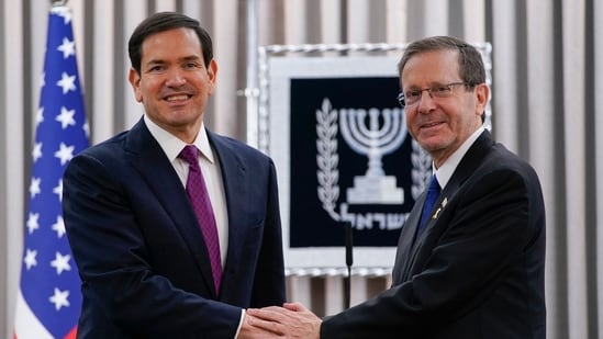 US Secretary of State Marco Rubio met Israeli President Isaac Herzog during Rubio's visit in Jerusalem on Monday(AFP)