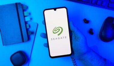 Seagate Technology logo on cellphone