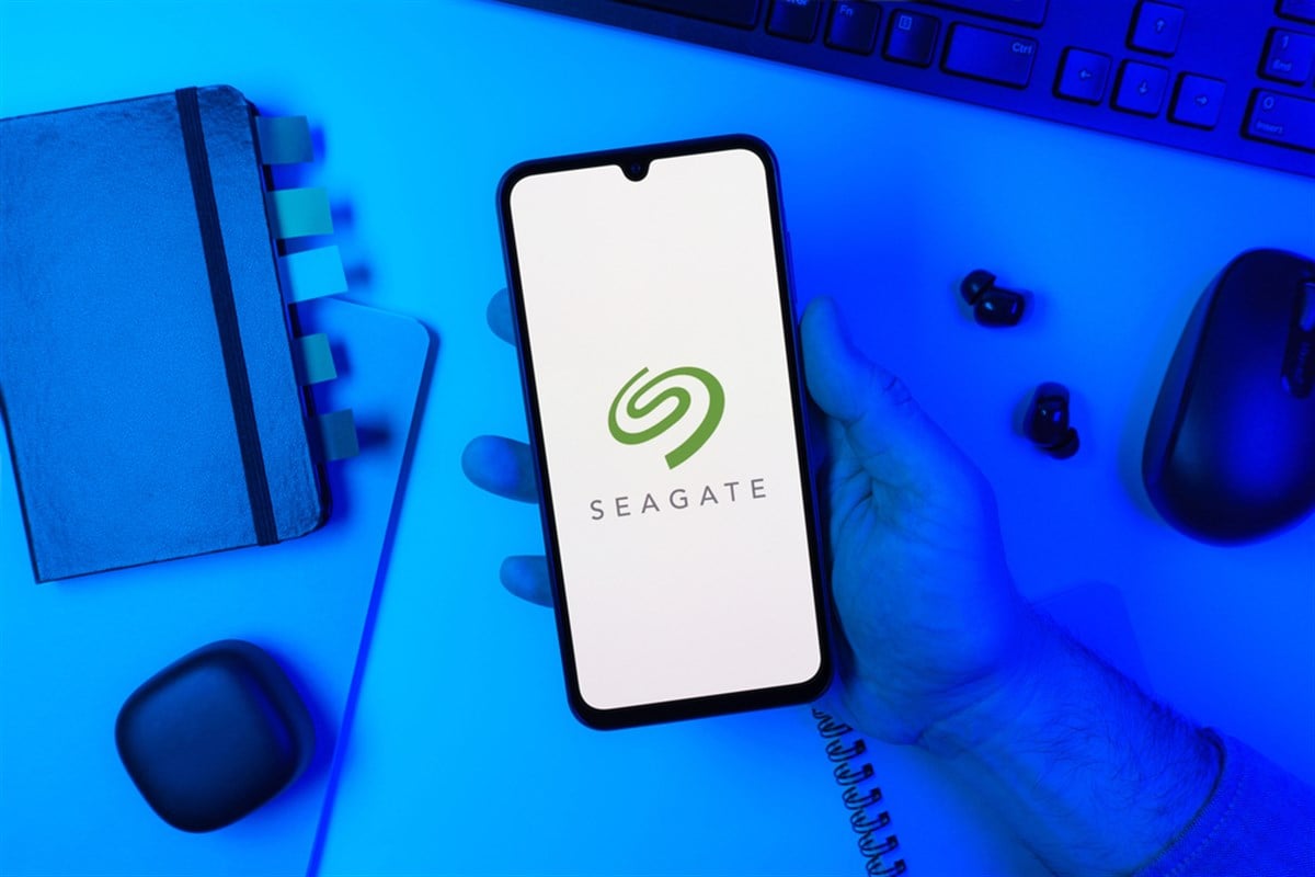 Seagate Technology logo on cellphone